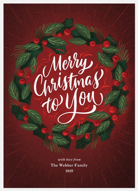 Wreathed Greeting Holiday Photo Cards