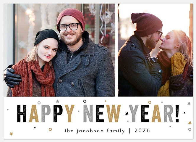 Starlight Confetti Holiday Photo Cards