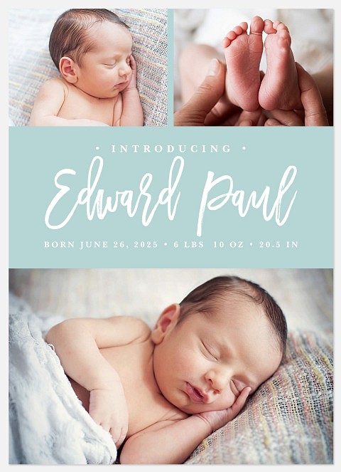 Modern Trio Baby Birth Announcements