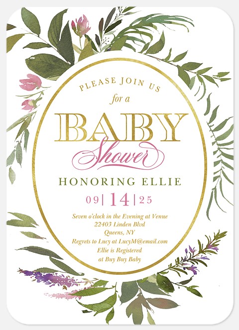 Wreath Flora Baby Shower Invitations