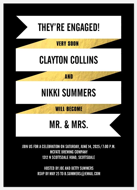 Vintage Banner Engagement Party Invitations