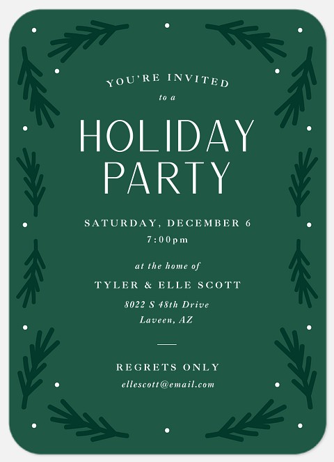 Sprig Garland Holiday Party Invitations