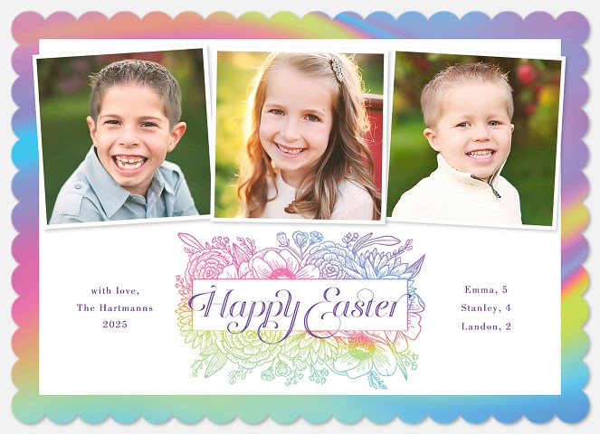 Pastel Flowers Easter Photo Cards