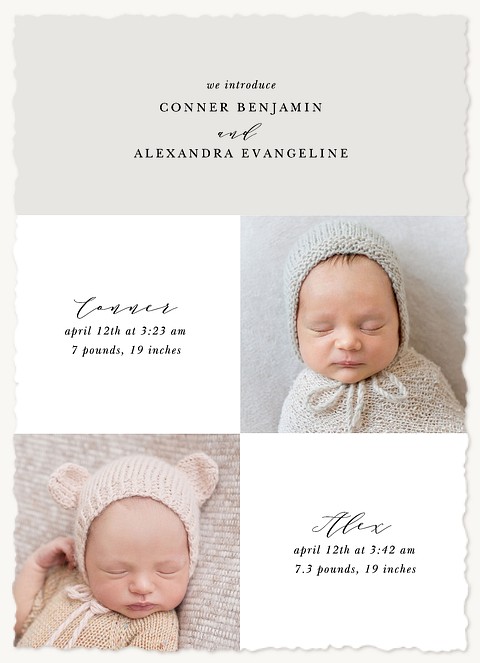 Blissful Pair Twin Birth Announcements