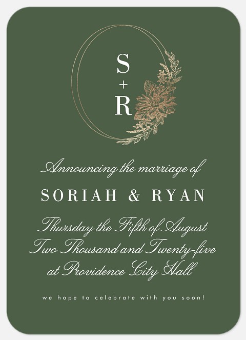 Gilded Wreath Wedding Announcements