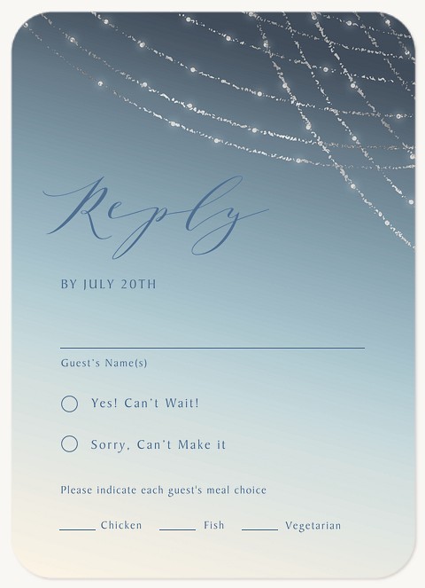 String Light Sunset Wedding RSVP Cards