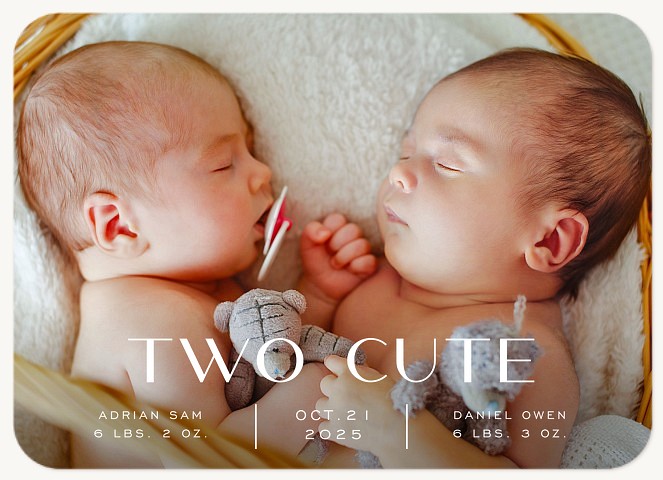 Cute Twosome Twin Birth Announcements