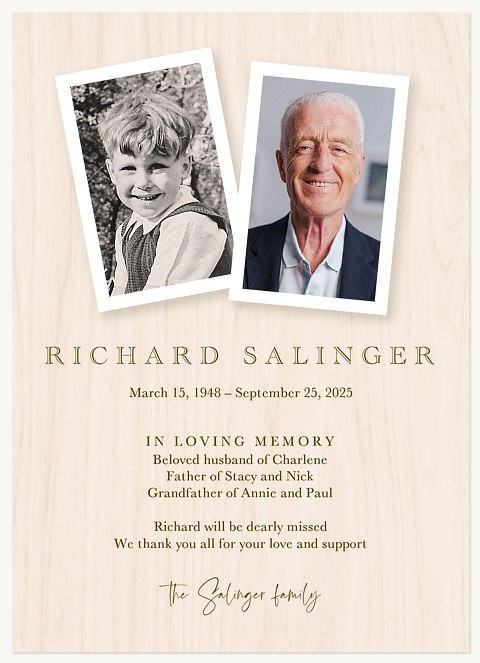 Serene Birch Memorial & Sympathy Cards