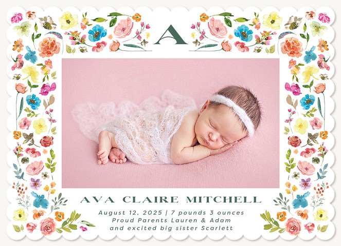 Tiny Floral Baby Announcements