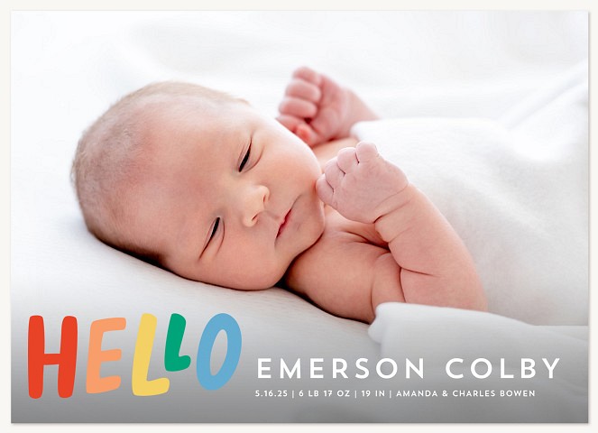 Rainbow Hello Baby Announcements