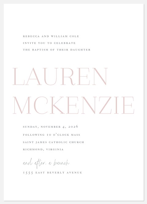 Lovely Name Baptism Christening Invitations