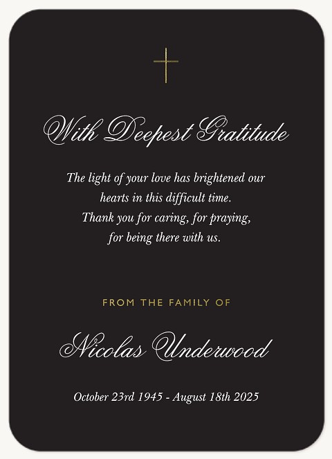 Gold Cross Memorial & Sympathy Cards