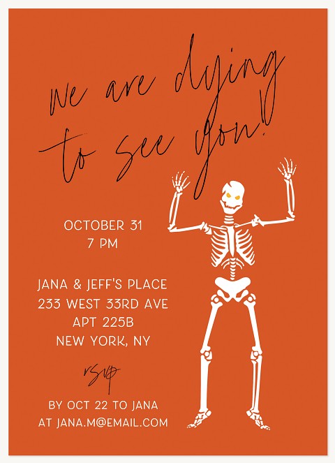 Spooky Scary Skeleton Halloween Party Invitations