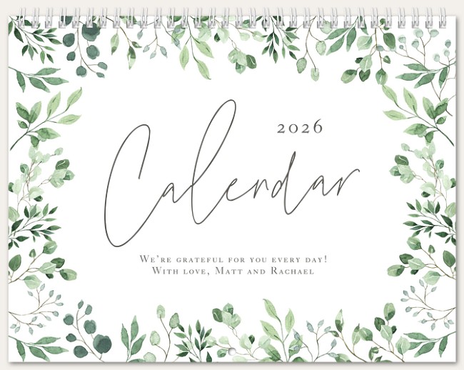 Painted Greenery Calendar Personalized Photo Calendars