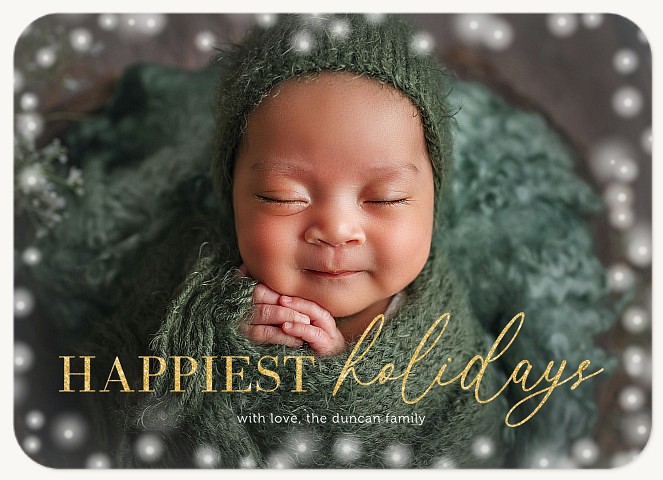 Bokeh Border Personalized Holiday Cards