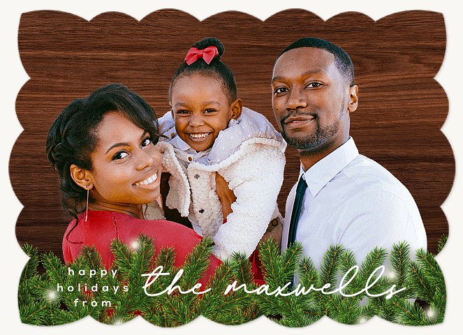 Pine Garland Personalized Holiday Cards