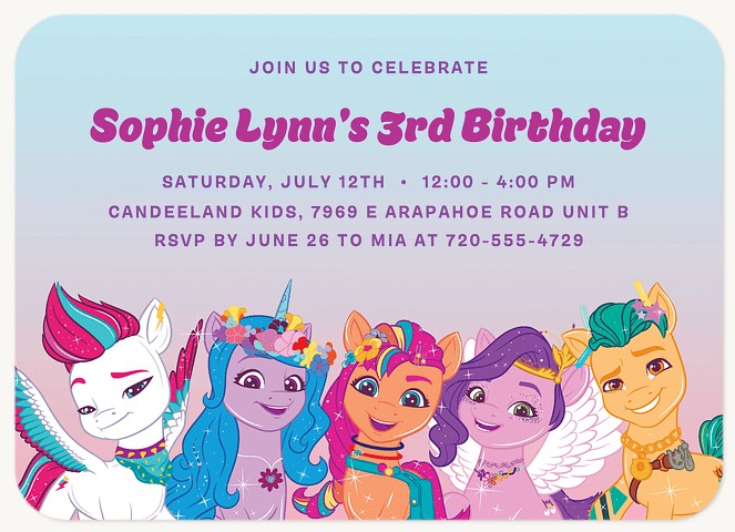 My Little Pony Friendship Kids Birthday Invitations