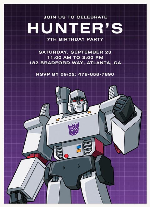 Transformers Mega Party Kids Birthday Invitations