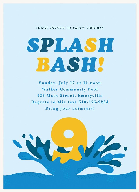 Splash Bash Kids Birthday Invitations
