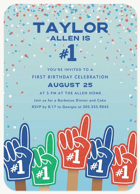 Number One Kids Birthday Invitations