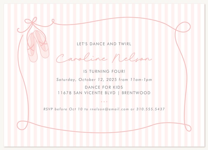 Tiny Dancer Kids Birthday Invitations