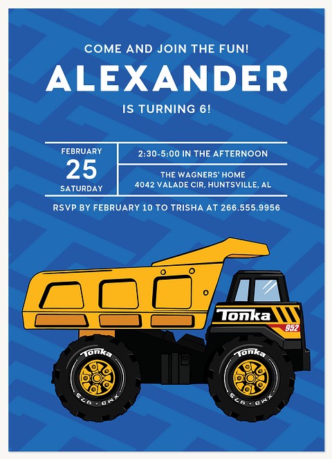 Tonka Rock Truck Kids Birthday Invitations