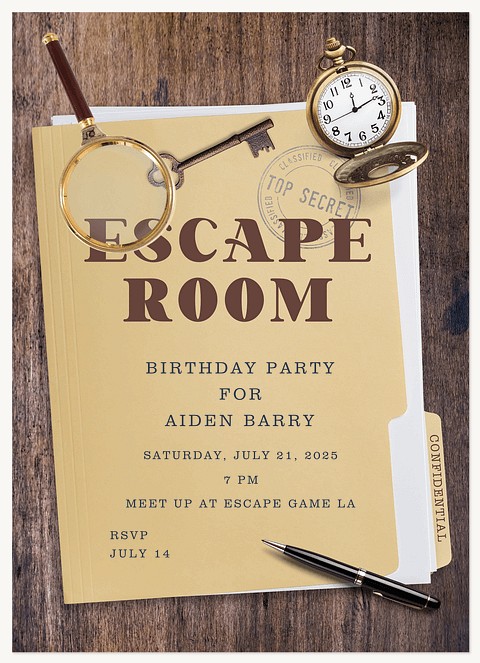 Escape Room Teen Birthday Invitations