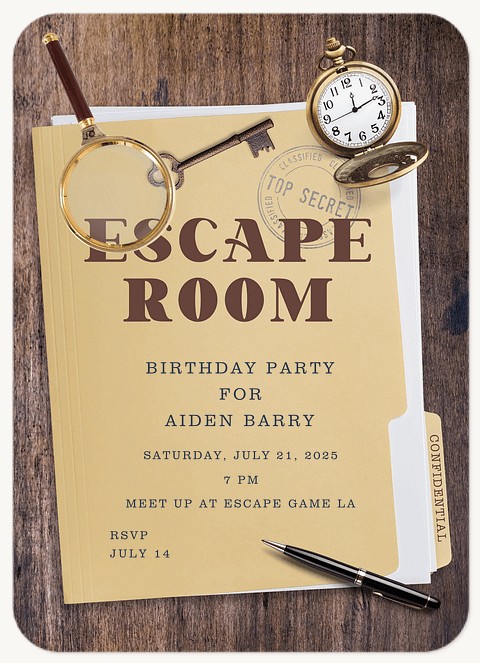 Escape Room Teen Birthday Invitations