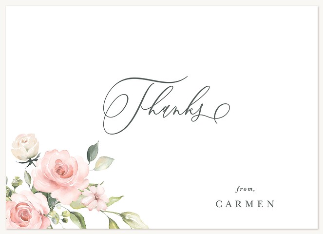 Watercolor Flowers Quinceañera Thank You Cards