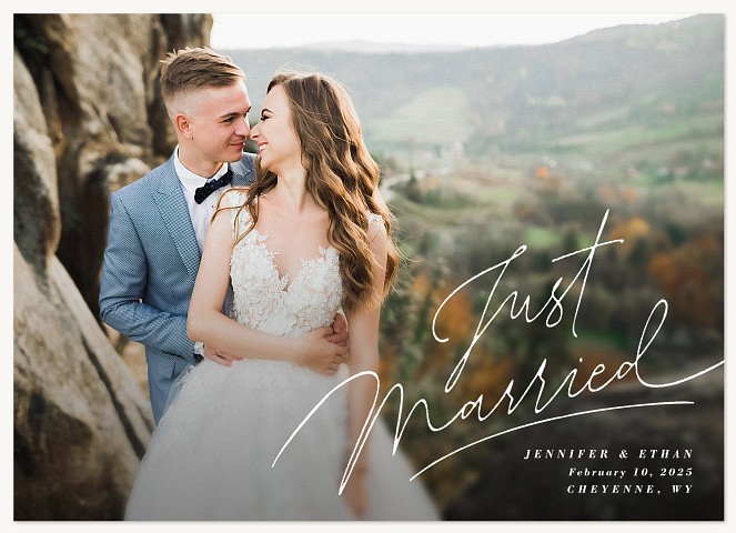 Angled Script Wedding Announcements
