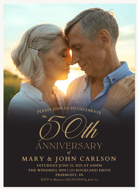 Fiftieth Overlay Wedding Anniversary Invitations