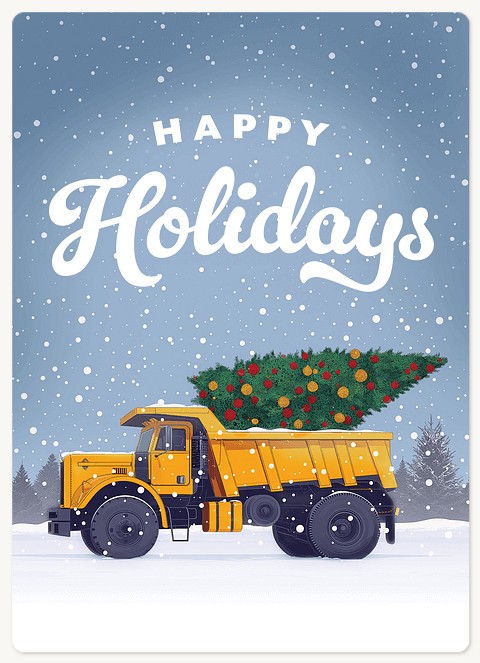 Construction Truck Holiday & Christmas Magnet Cards