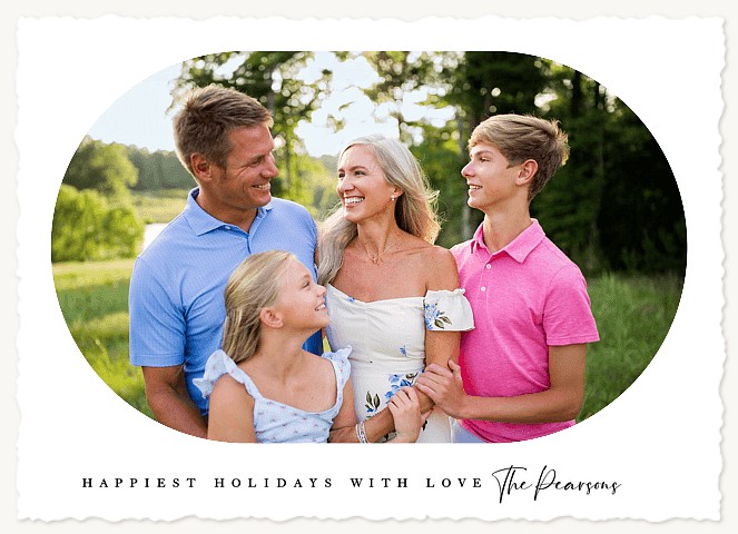 Oval Photo Personalized Holiday Cards