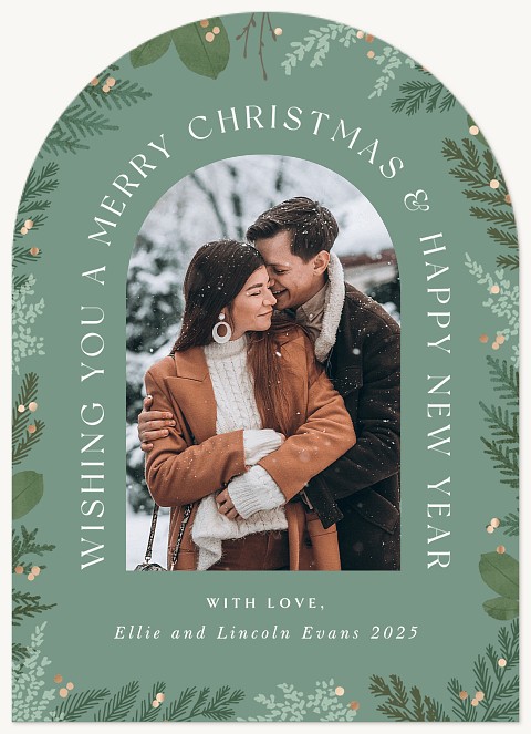 Arched Pine Personalized Holiday Cards