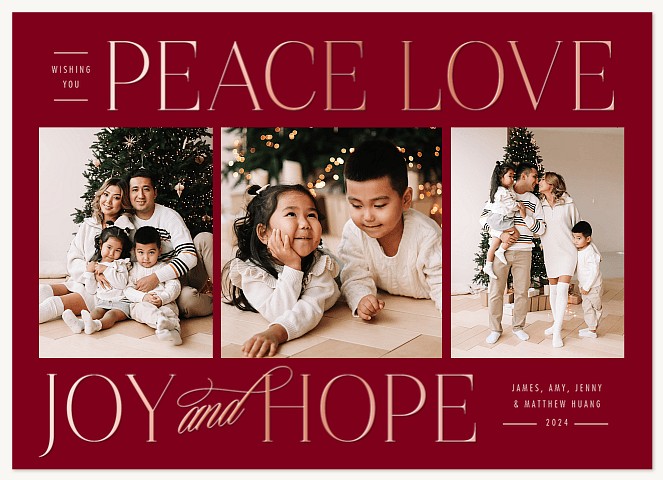 Elegant Midnight Trio Photo Holiday Cards