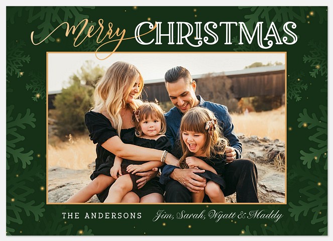 Elegant Green Holiday Photo Cards