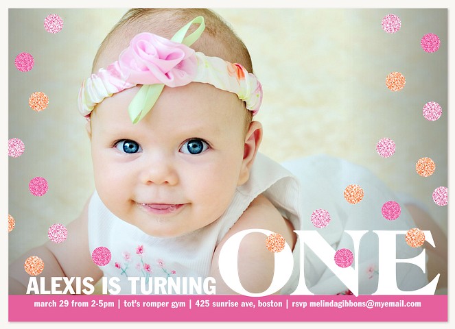 Sweet Confetti Girl Birthday Party Invitations