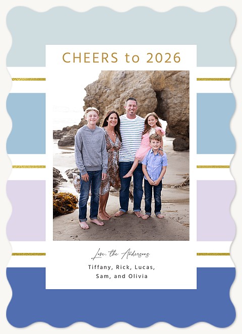Periwinkle Stripes Personalized Holiday Cards