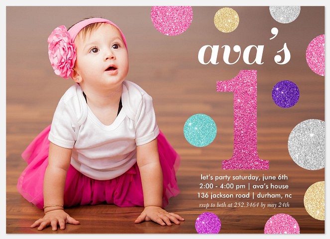 Glitter Dots Kids' Birthday Invitations