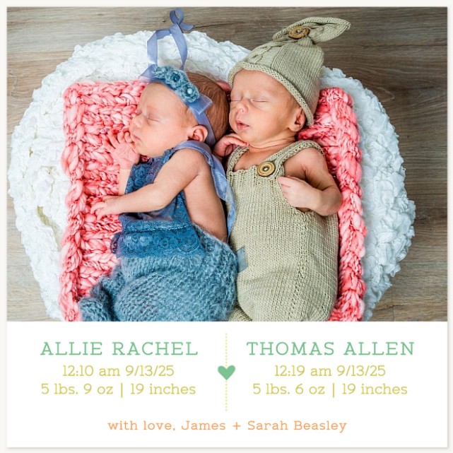 It Takes Two Twin Birth Announcements