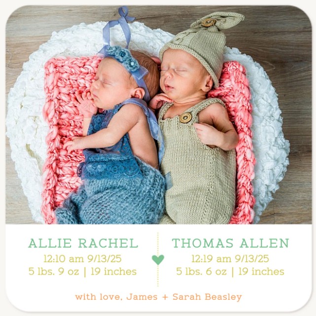 It Takes Two Twin Birth Announcements