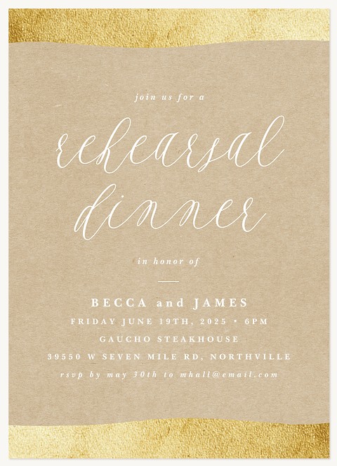 Golden Banquet Rehearsal Dinner Invitations