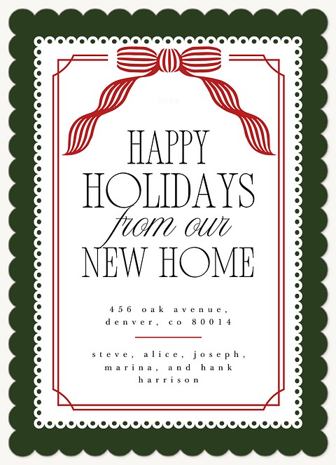 Striped Bow Personalized Holiday Cards
