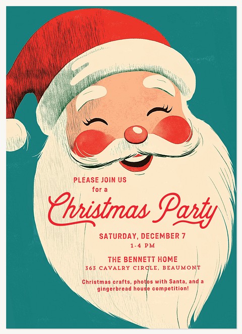 Retro Santa Holiday Party Invitations