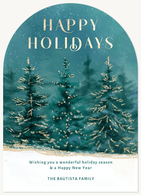 Glistening Evergreens Personalized Holiday Cards