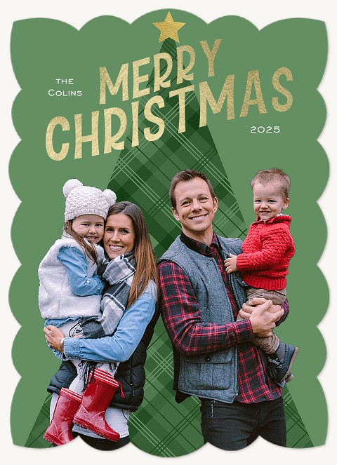 Plaid Tree Personalized Holiday Cards