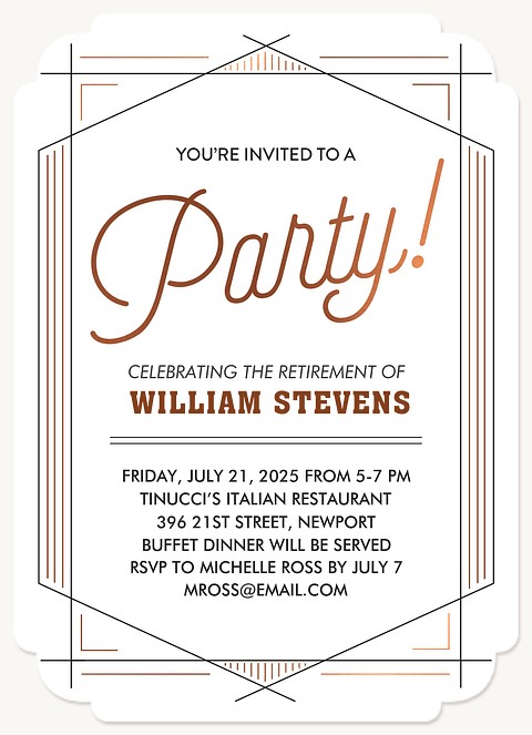 Retro Deco Dinner & Cocktail Party Invitations