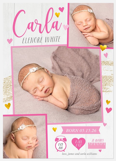 Golden Infographic Baby Birth Announcements