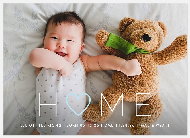 Heart in Home Baby Birth Announcements