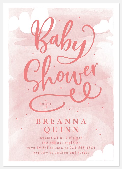 Pink Clouds Baby Shower Invitations